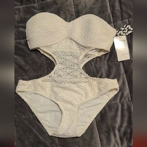 NWT SKINNY DIP White Lace Strapless One-Piece Swimsuit